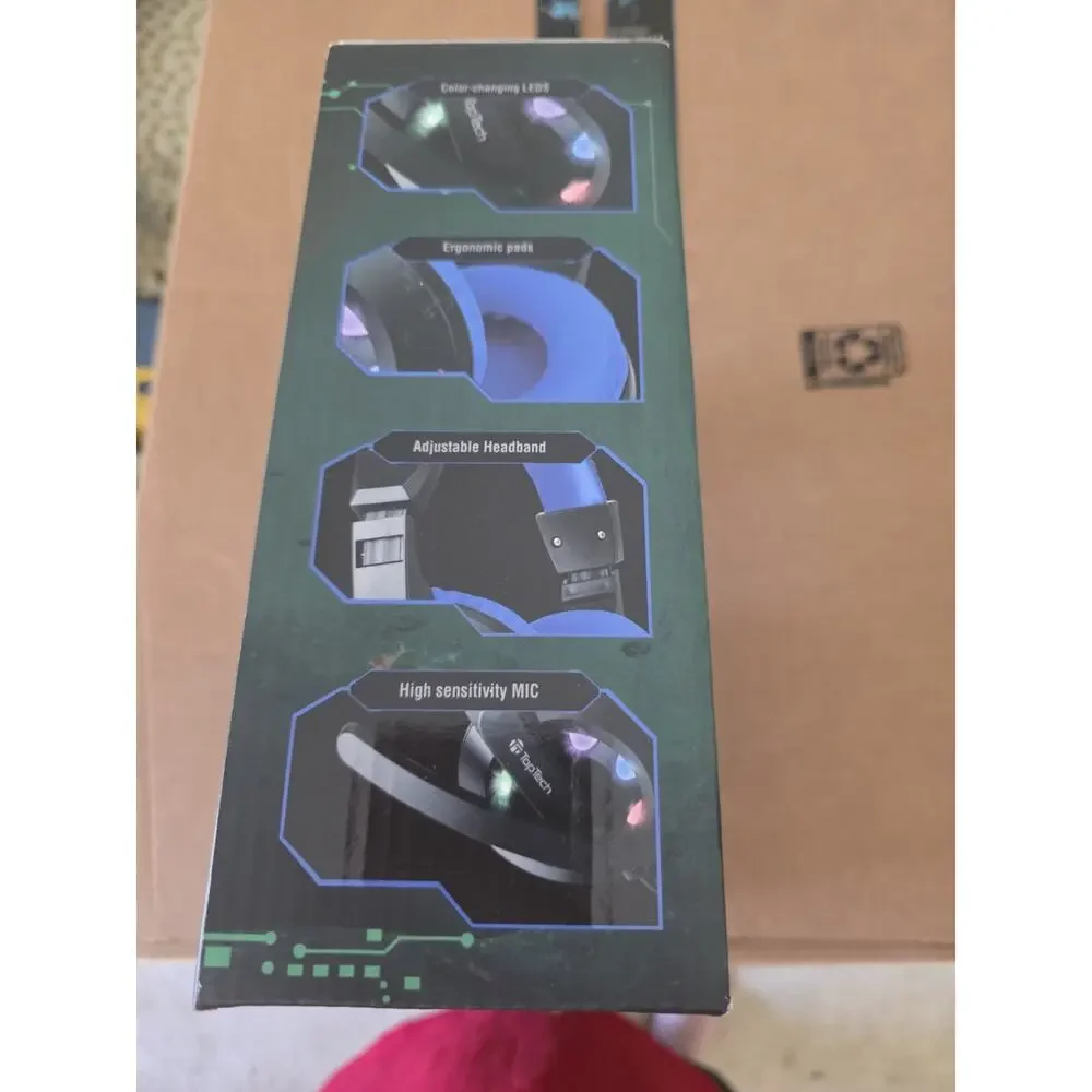 TOPTECH GH10 (BLUE) PS5 Gaming Headphone With Led Lights New In Box